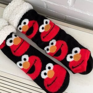 Girls Teens Womens Cozy Elmo Fleece Slipper Socks